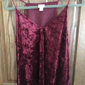 Wine-colored velvet cami
